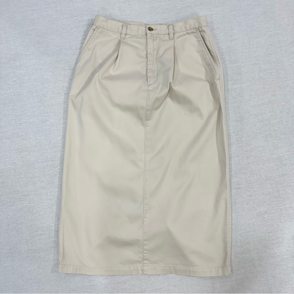 Eddie Bauer Cream Pencil Denim Skirt 100% Cotton Women’s Size 10 Petite